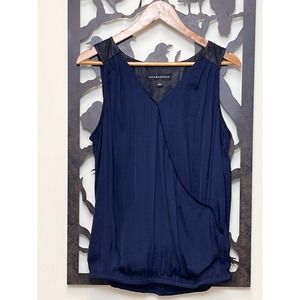 Rock & Republic Ice Queen Navy & Faux Suede Tank Medium